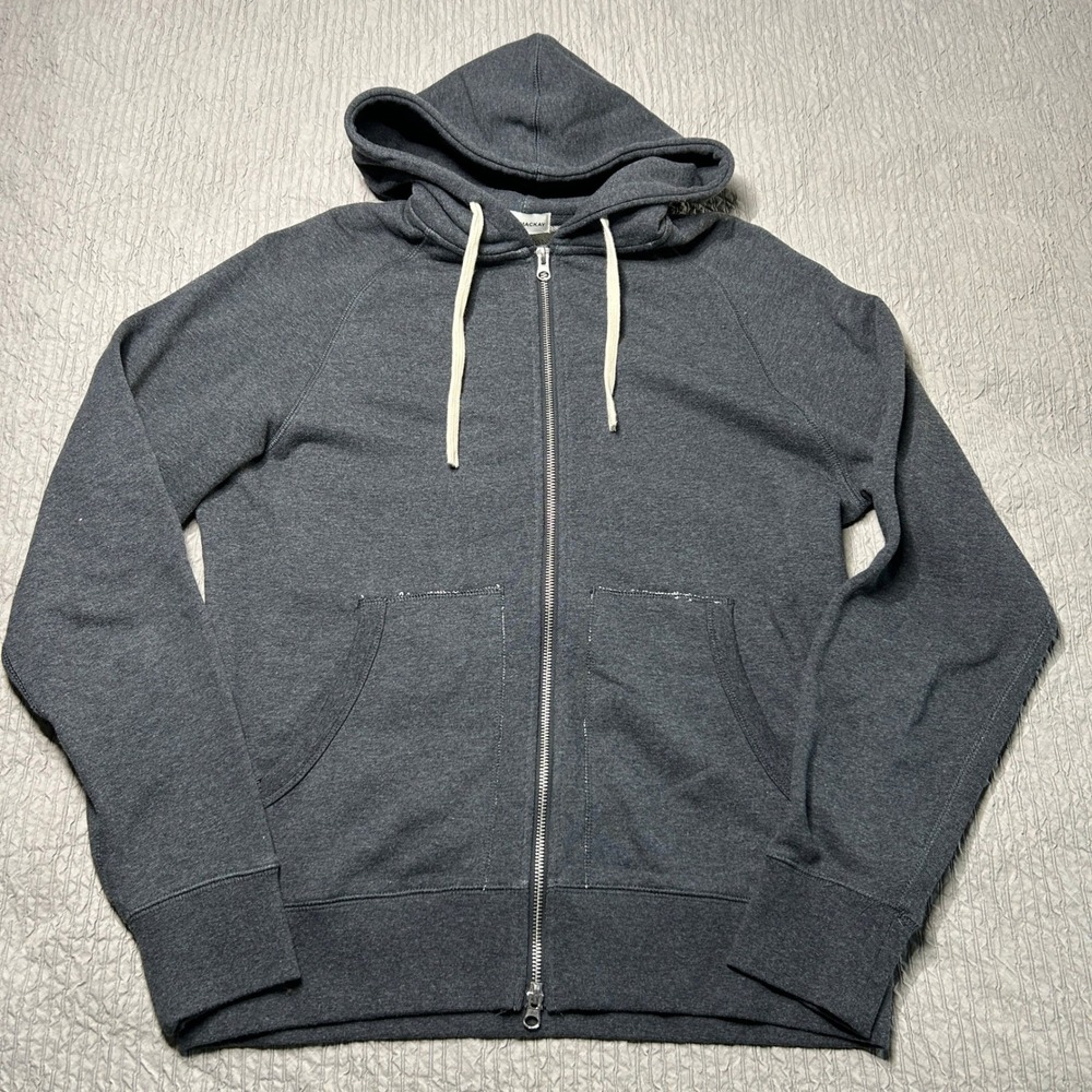 Spier & Mackay Mens Full Zip Hoodie Charcoal Grey Cotton French Terry Medium